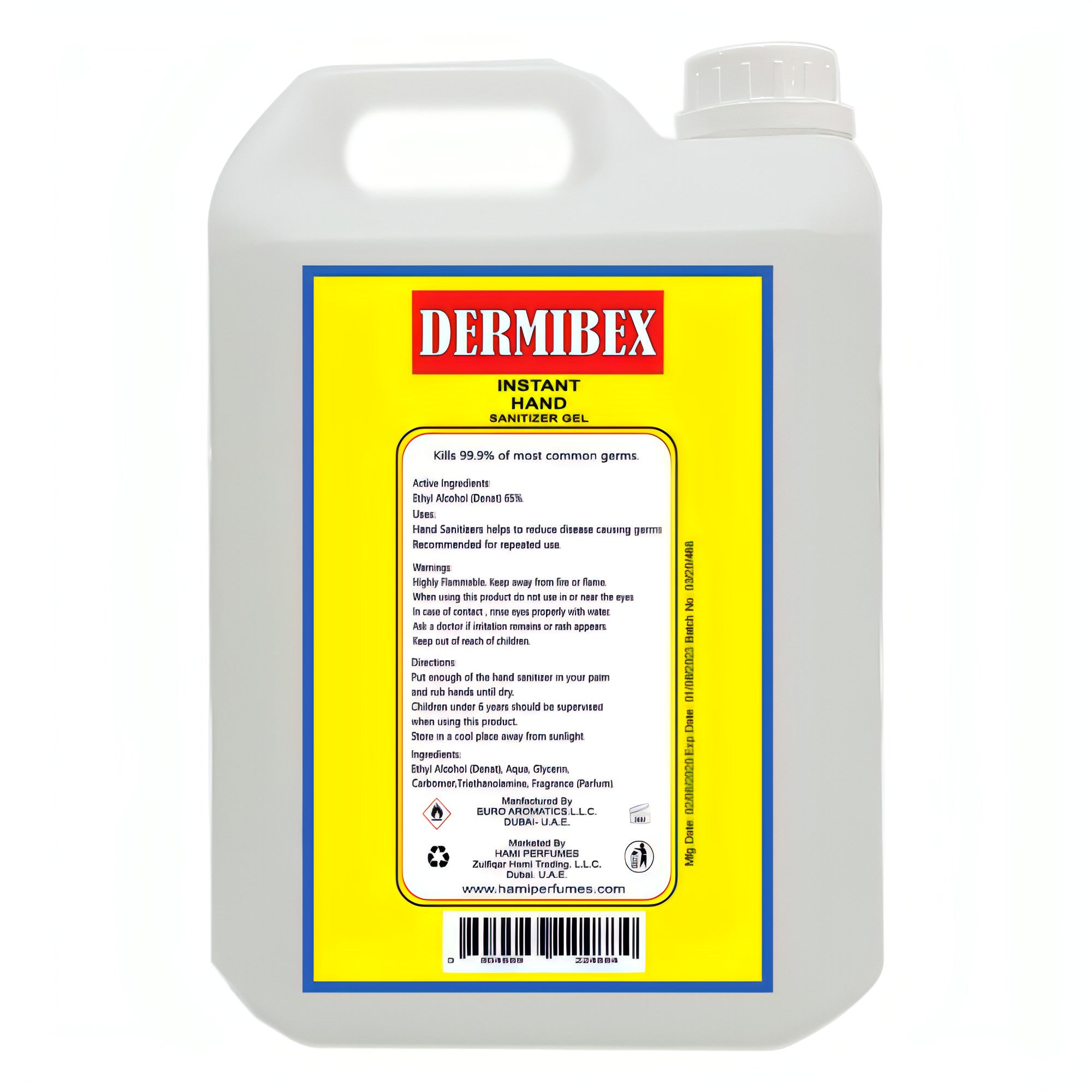 Dermibex Hand Sanitizer Gel 5 Liters - Hami Perfumes Dubai